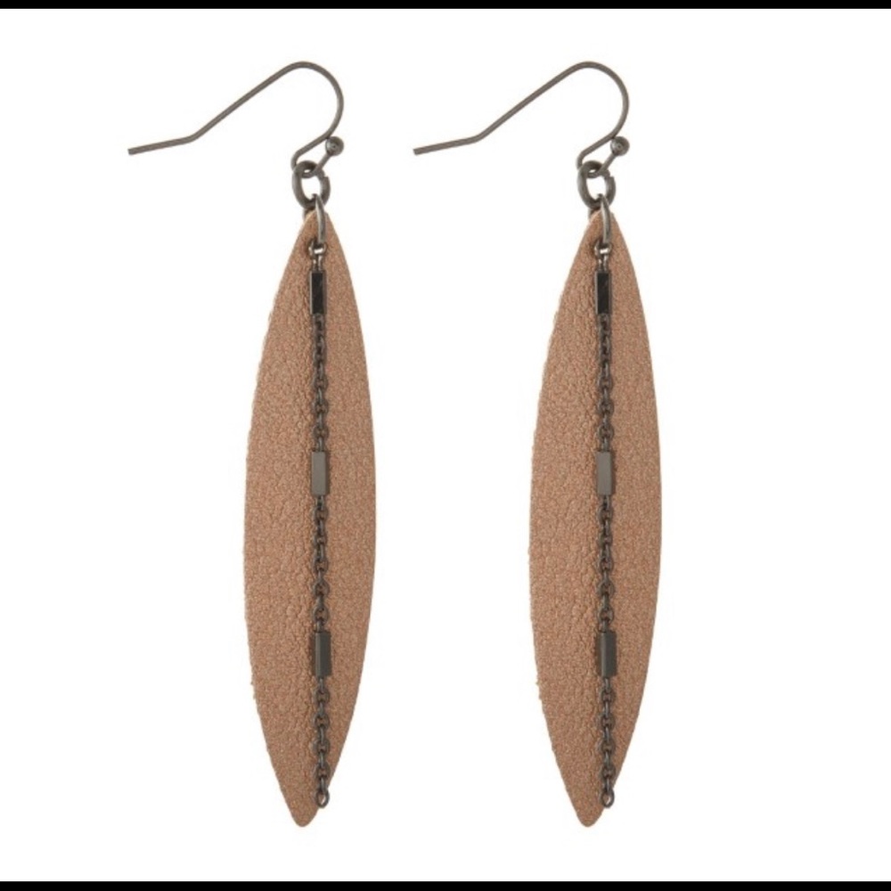 Rose Gold Long faux leather earrings